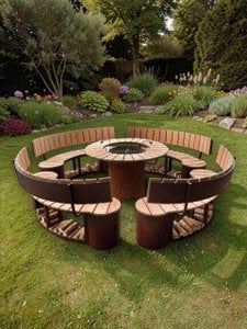 Barbecue/fire pit Freiburg Deluxe made of stainless steel with a Corten steel look