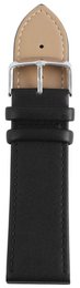 Genuine leather watch strap, black/silver, 24 mm