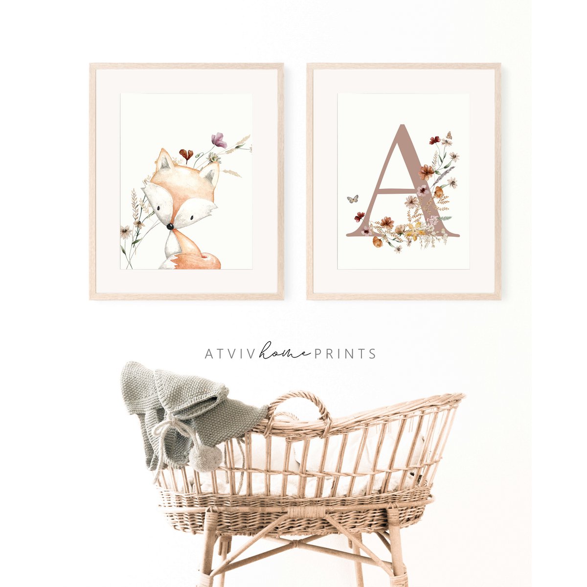 Fuchs-Kinderzimmer-Druck, Fuchs-Plakat, Blumen-Kinderzimmer-Druck, niedlicher Fuchs-Druck, Wildblumen-Druck, Mädchen-Kinderzimmer-Poster, Mädchenzimmer