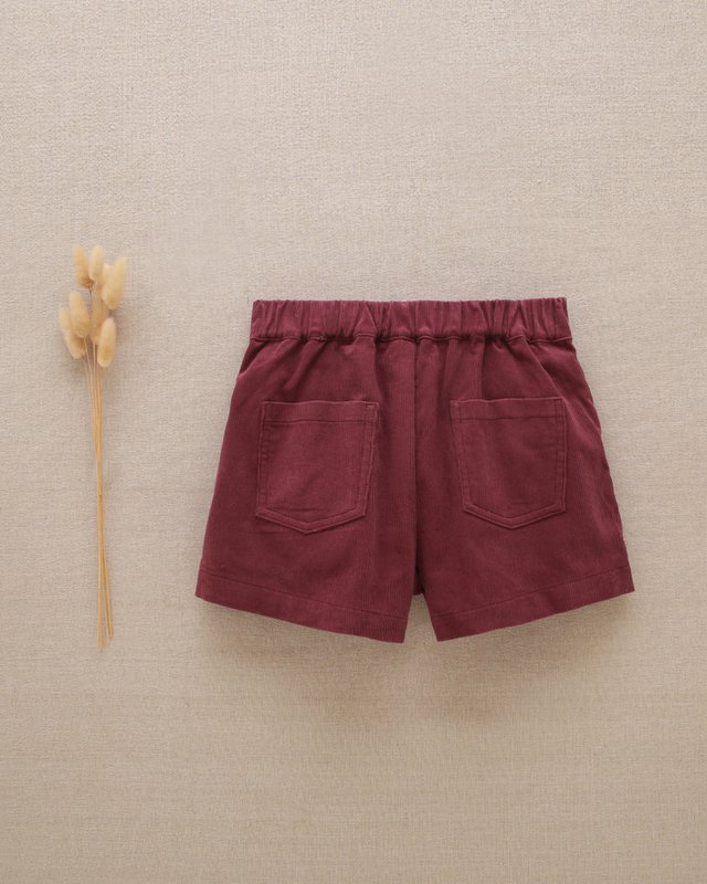 Short violet en velours côtelé pour fille avec boutons sur le devant P75-11604111