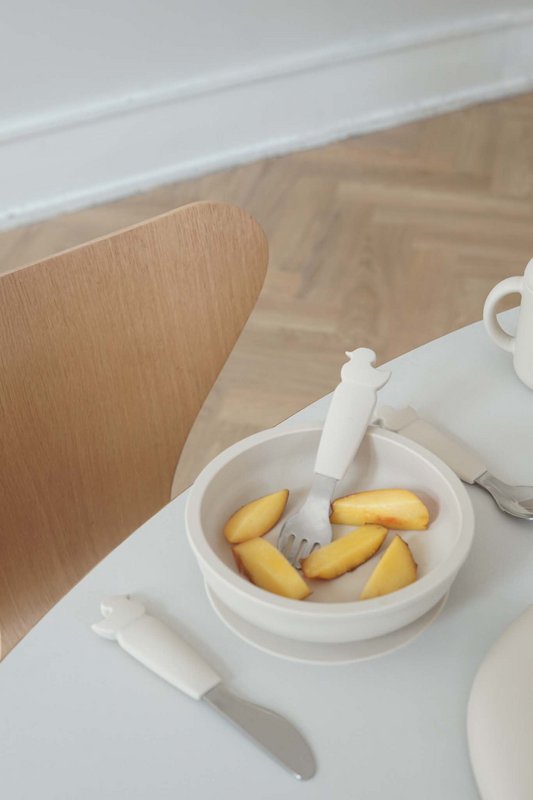 Silicone Stainless Steel Cutlery Set - Oyster Beige