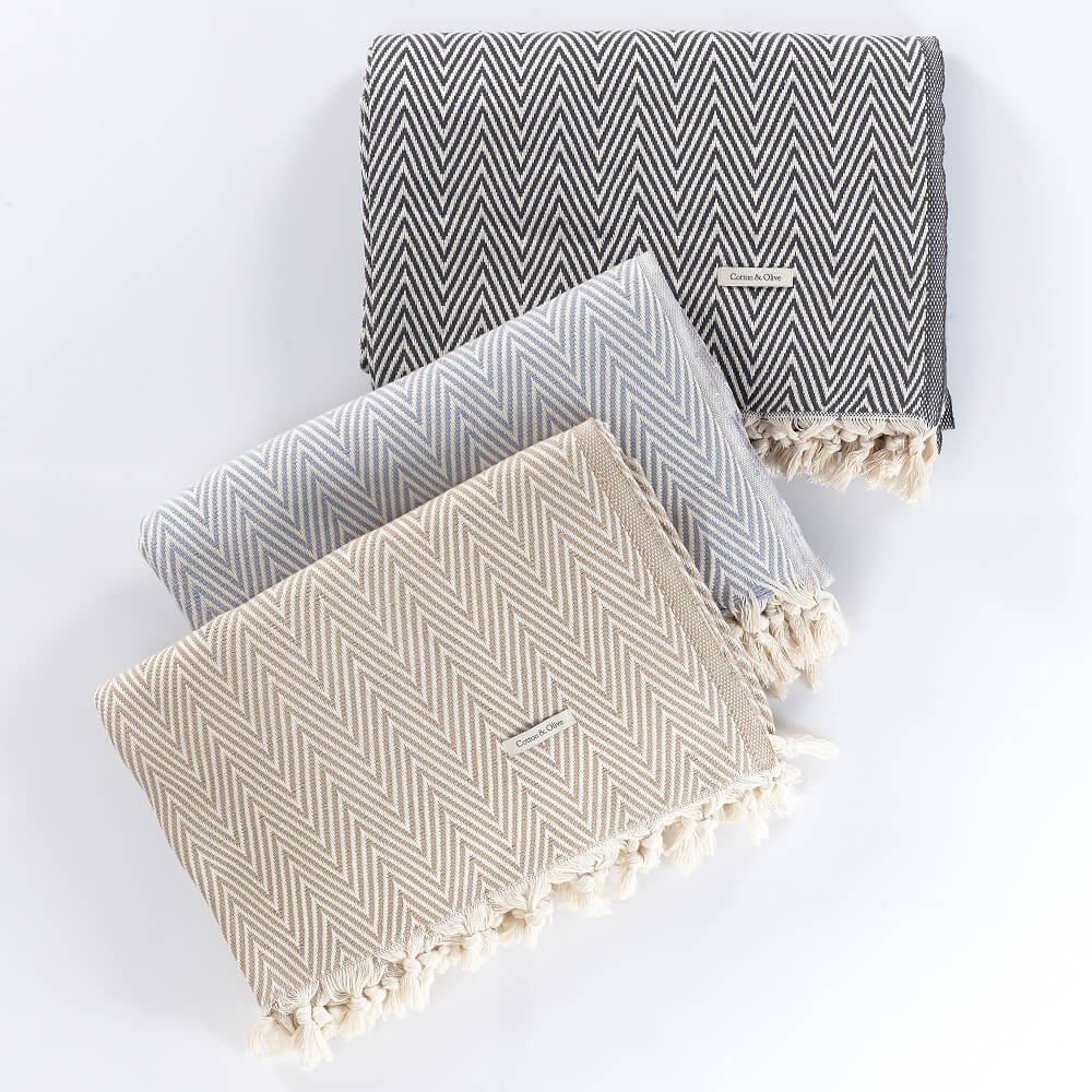 Merich Cotton Chevron Throw Blanket