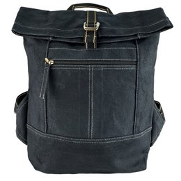 Mochila Domelo de lona encerada. Mochila unisex impermeable. Mochila de ocio vegana. Diseño de mochila enrollable monocromática con mucho espacio.