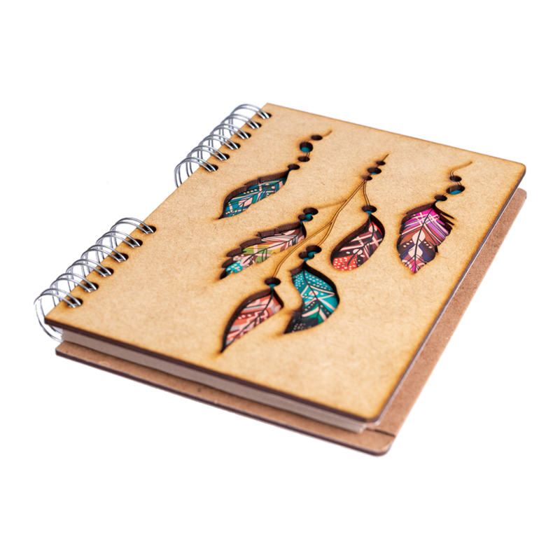 Duurzaam Houten Notitieboek – KOMONI – Dreamcatcher – Gerecycled papier – Navulbaar – DRO5G