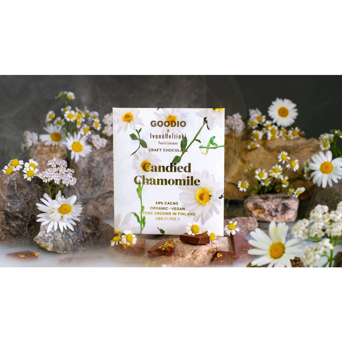 Gekonfijte Kamillechocolade 49%