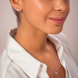 Boucles d'Oreilles Argent Coeur Cube