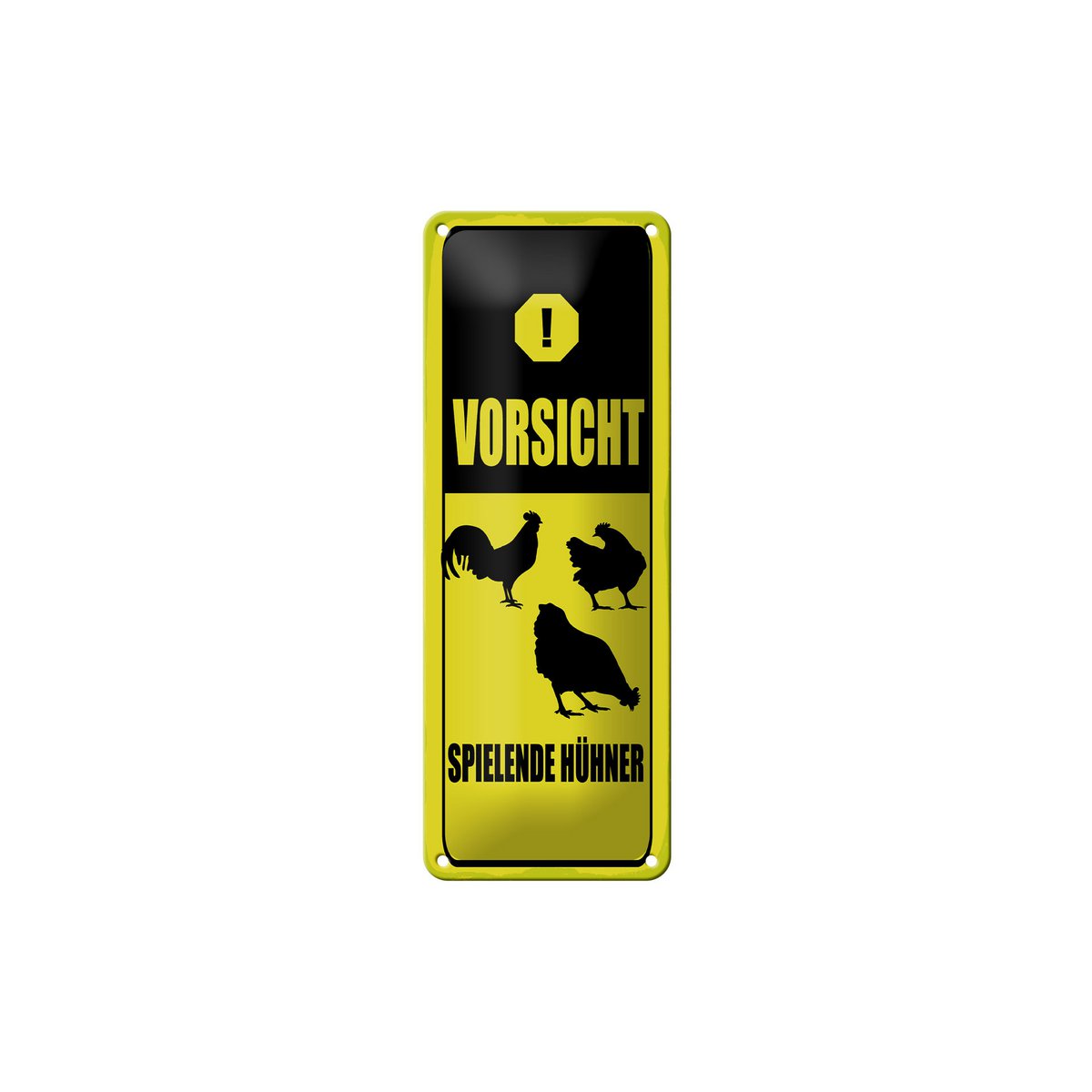 Targa in metallo nota 27x10 cm Fai attenzione a giocare a galline Targa decorativa gialla