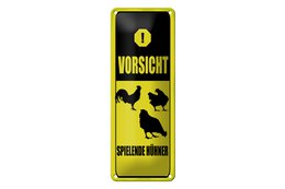 Targa in metallo nota 27x10 cm Fai attenzione a giocare a galline Targa decorativa gialla