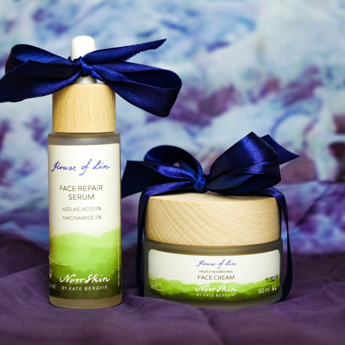 Caja de regalo para el cuidado de la piel con cuidado de la piel natural escandinavo Suero facial y crema facial de reparación natural - ¡CAJA DE REGALO envuelta!