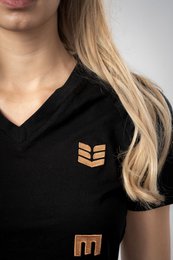 Empire Embodied T-Shirt Classic Venus organic cotton V-neck black embroidered