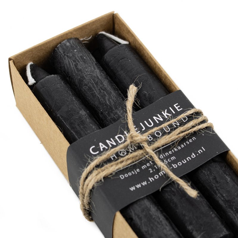 Coffret de 6 bougies dînatoires courtes noires