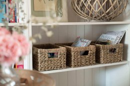 Counter, braided out of seagras - ideal as a shelf for storage