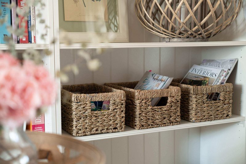 Counter, braided out of seagras - ideal as a shelf for storage