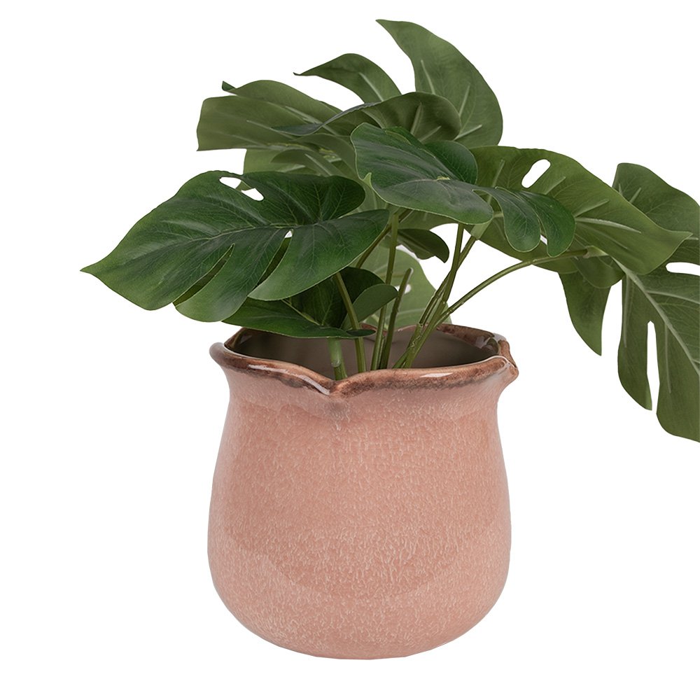 Flowerpot inside Ø 16x15 cm pink ceramic plant pot