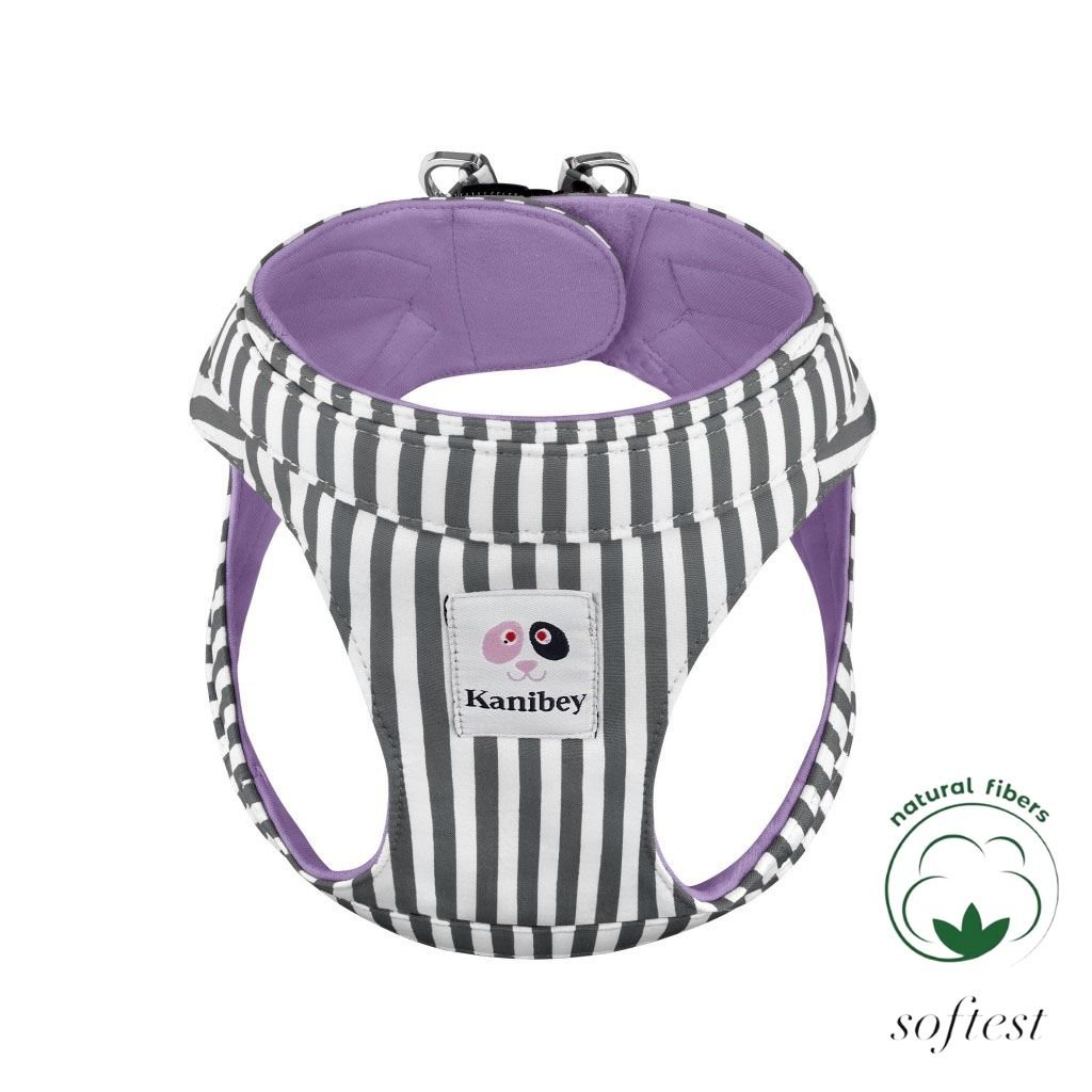 %100 Cotton Black Striped Straight Collar Harness