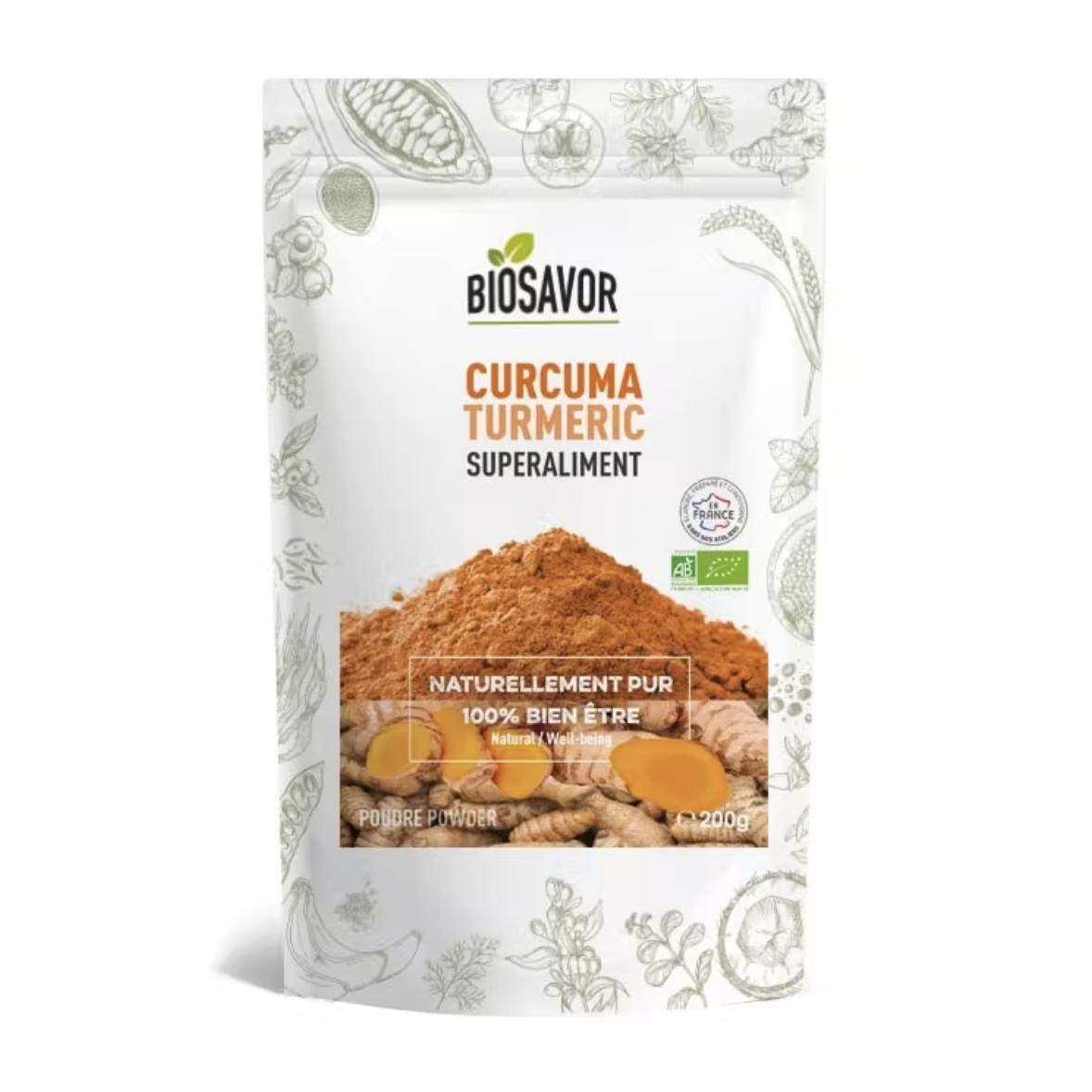 CURCUMA EN POUDRE - 200G - COMPLÉMENT ALIMENTAIRE