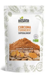 Powdered turmeric supplement, 200g. Contains curcumin, a natural antioxidant. Suitable for vegetarians and vegans.
