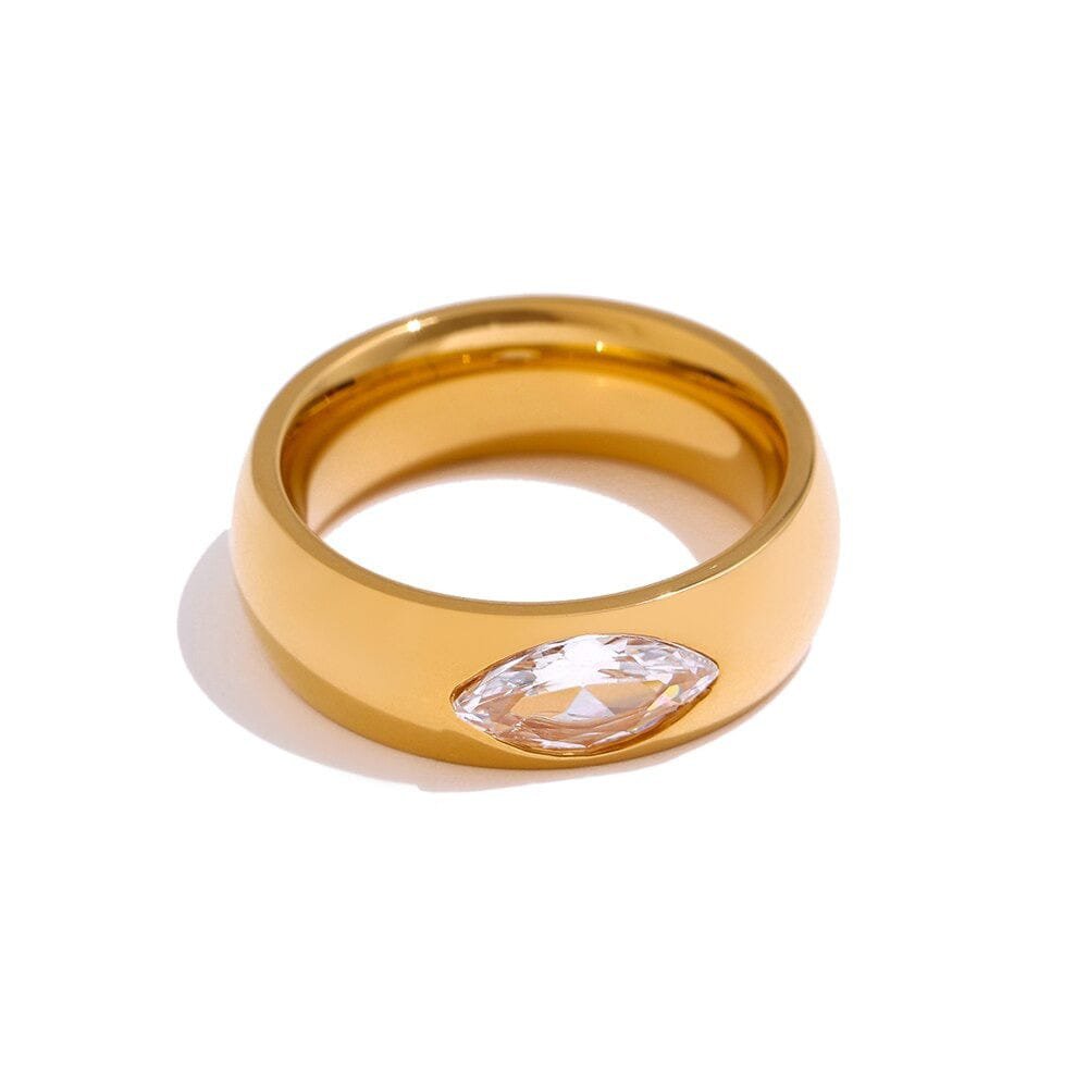 Anello in oro semplice con cristalli dorati