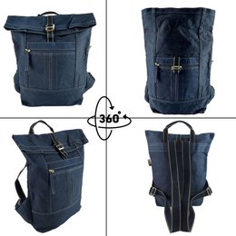 Domelo waxed canvas backpack. Water-repellent unisex backpack. Vegan leisure backpack. Monochrome roll-top backpack design with plenty of space.
