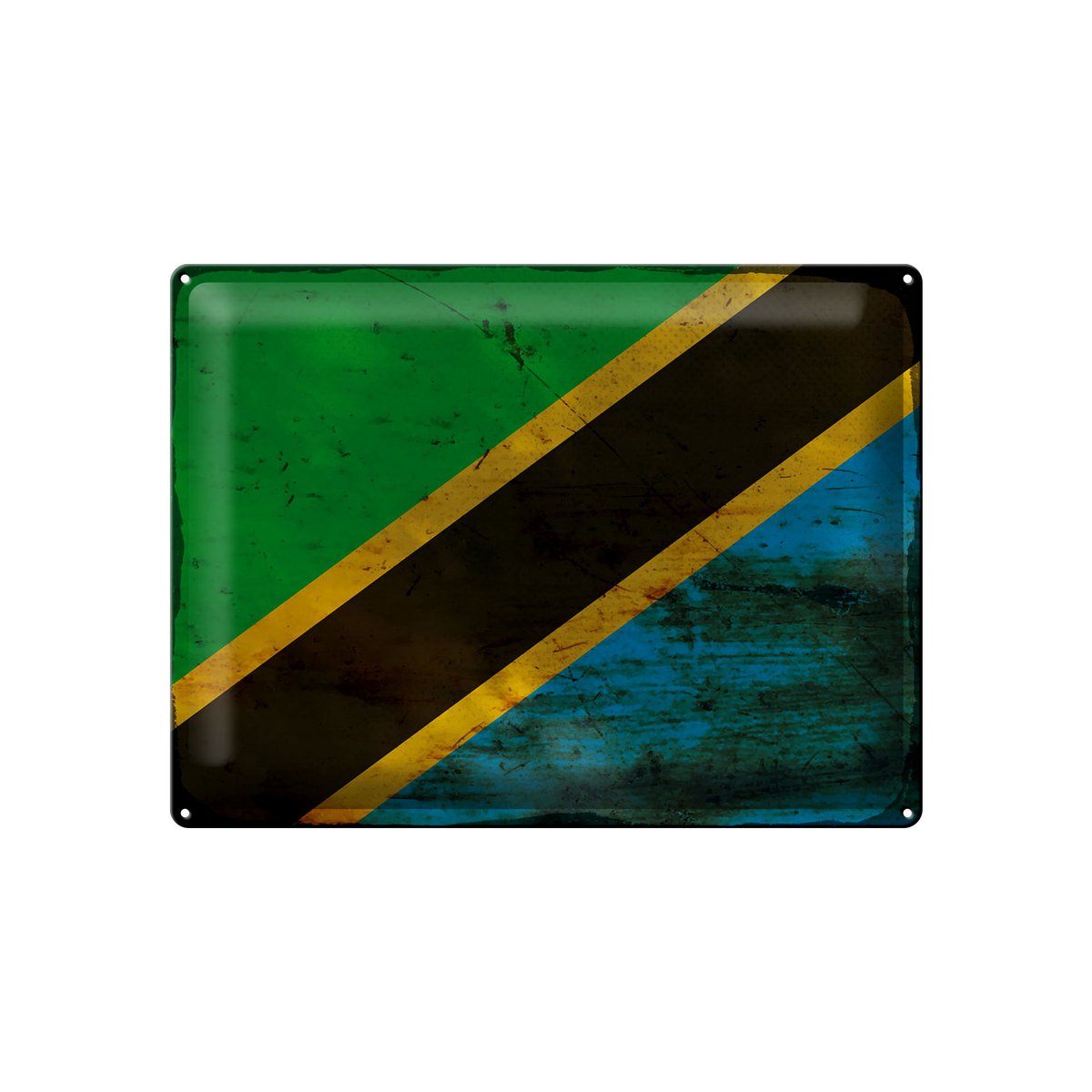 Tin Sign Flag of Tanzania 40x30cm Flag of Tanzania Rust