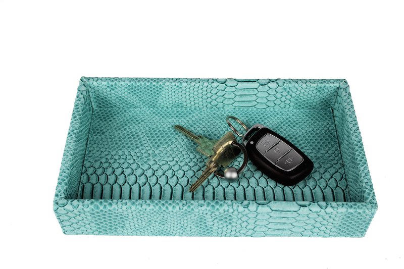 Petit plateau rectangulaire reptile turquoise