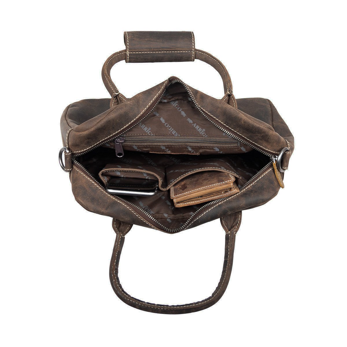 Sac Femme En Cuir De Buffle En 3 Couleurs Avec Bandoulière Et Anses - Taille Moyenne