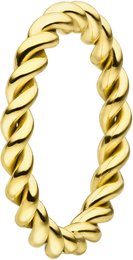 Twisted gold-tone stacking rings, available in sizes 52, 58, 62, 54, 60, and 56. The rings feature a textured, braided design for a stylish and modern look.