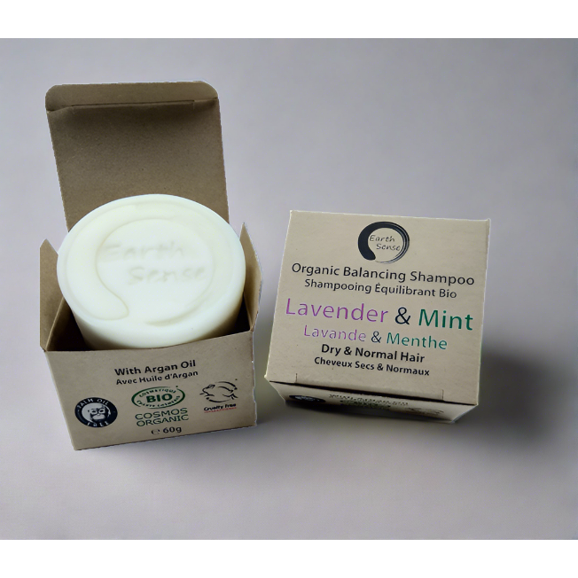 Organic Certified Balancing Solid Shampoo - Lavender & Mint - Dry & all Hair Types 60g