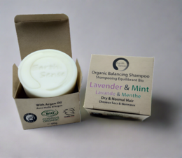  Organic certified balancing solid shampoo with lavender and mint, suitable for dry and all hair types, 60g.