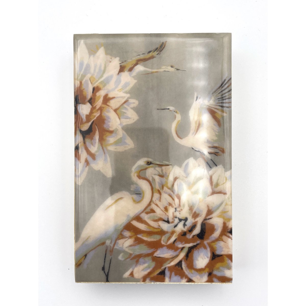 Cranes and Lilies Wood Tile