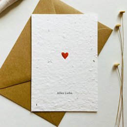  Plantable birthday card white paper red heart shape seed card eco-friendly