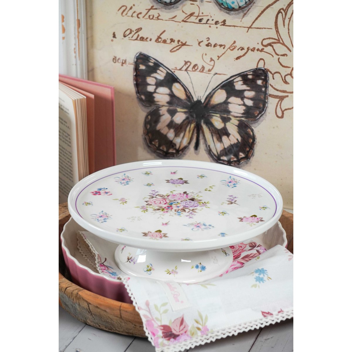 Porzellankuchenständer Flora 25 cm Isabelle Rose