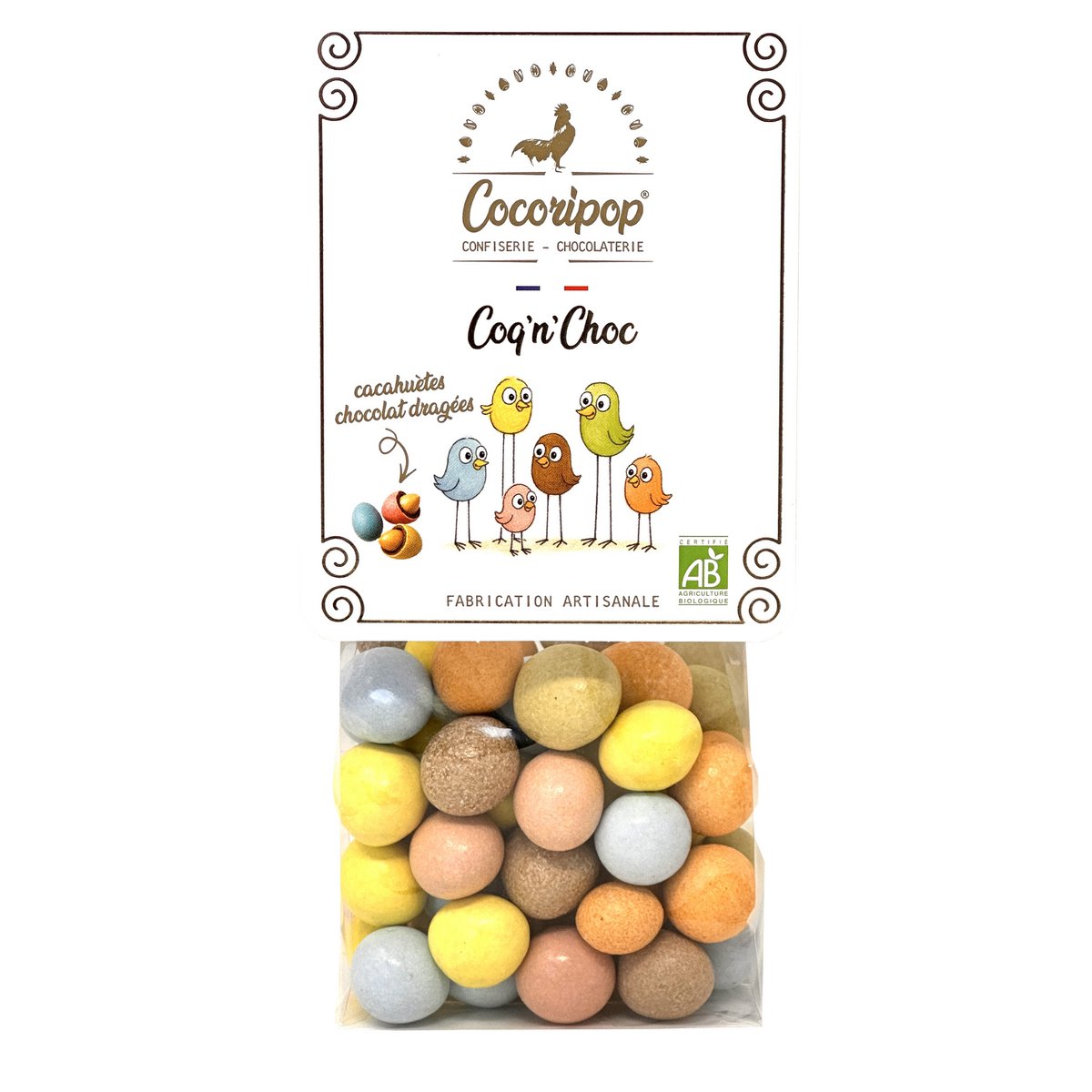 Coq 'n' shock (peanut chocolate dragee)