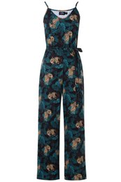 EU STOCK Brigitte Brown Cheetah & Palm Leaves Print Strappy Jumpsuit