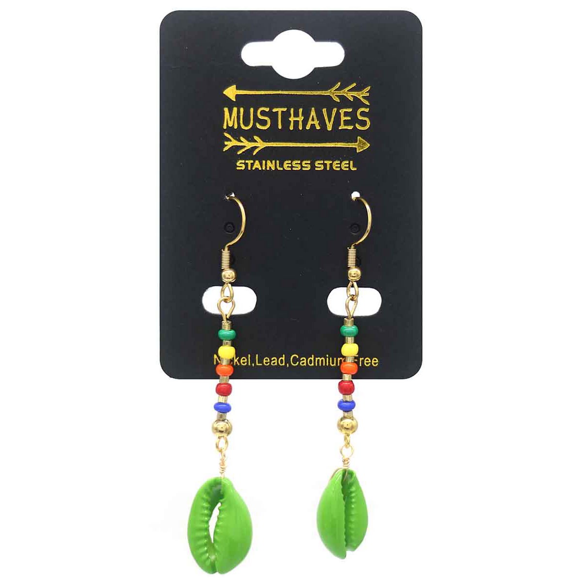 A-F4.5 E221-585-7 Pendientes Acero S Concha Verde
