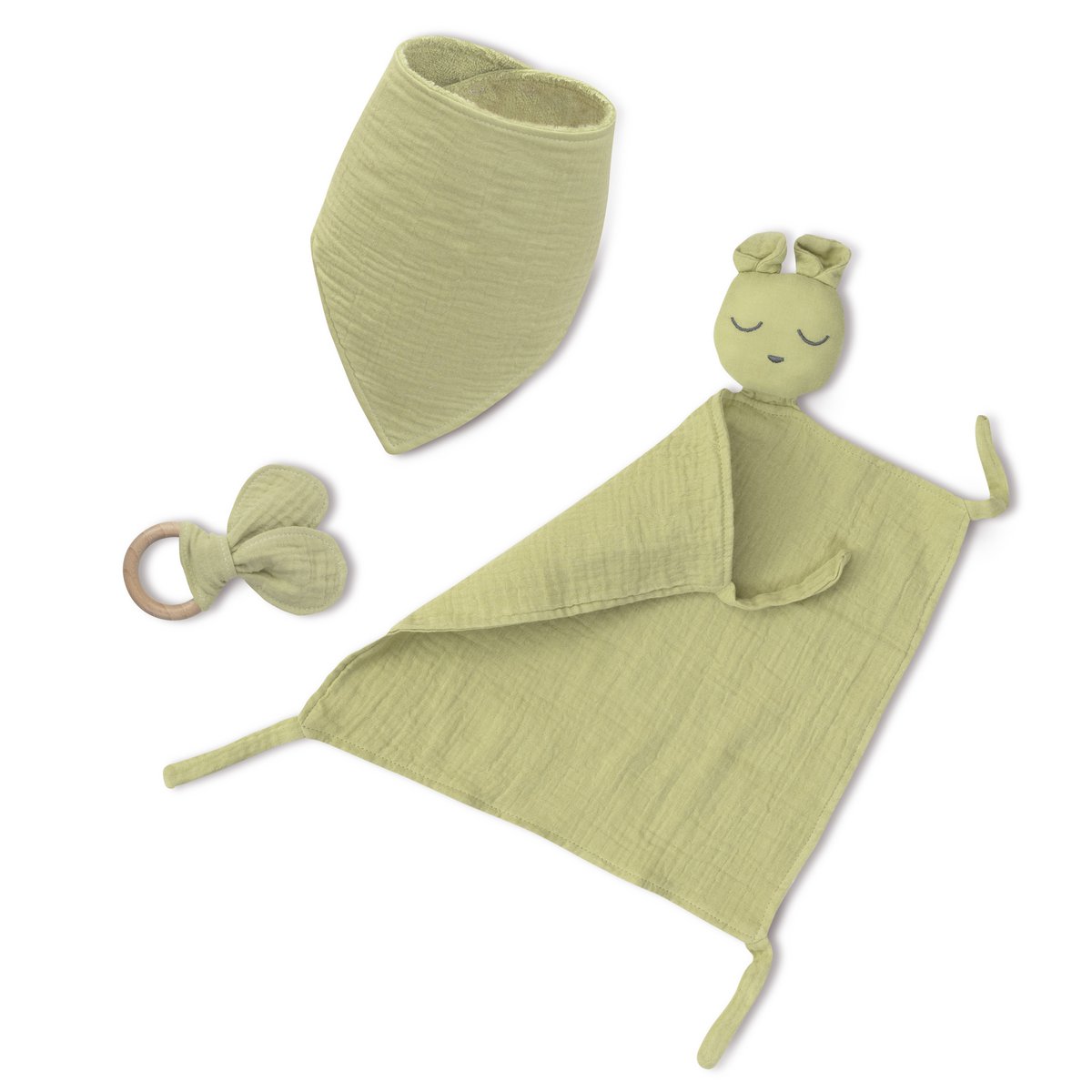 SET DOUDOU + BANDANA + Bijtring - MOD. OSO - OLIJFGROEN