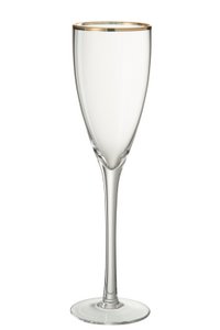 J-Line glas champagne Gouden Rand - glas - transparant/goud