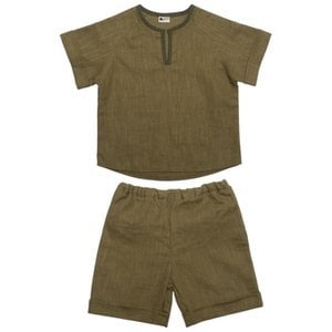 Linen T-shirt with shorts made of organic BIO linen BOHO LEO Pickle size S