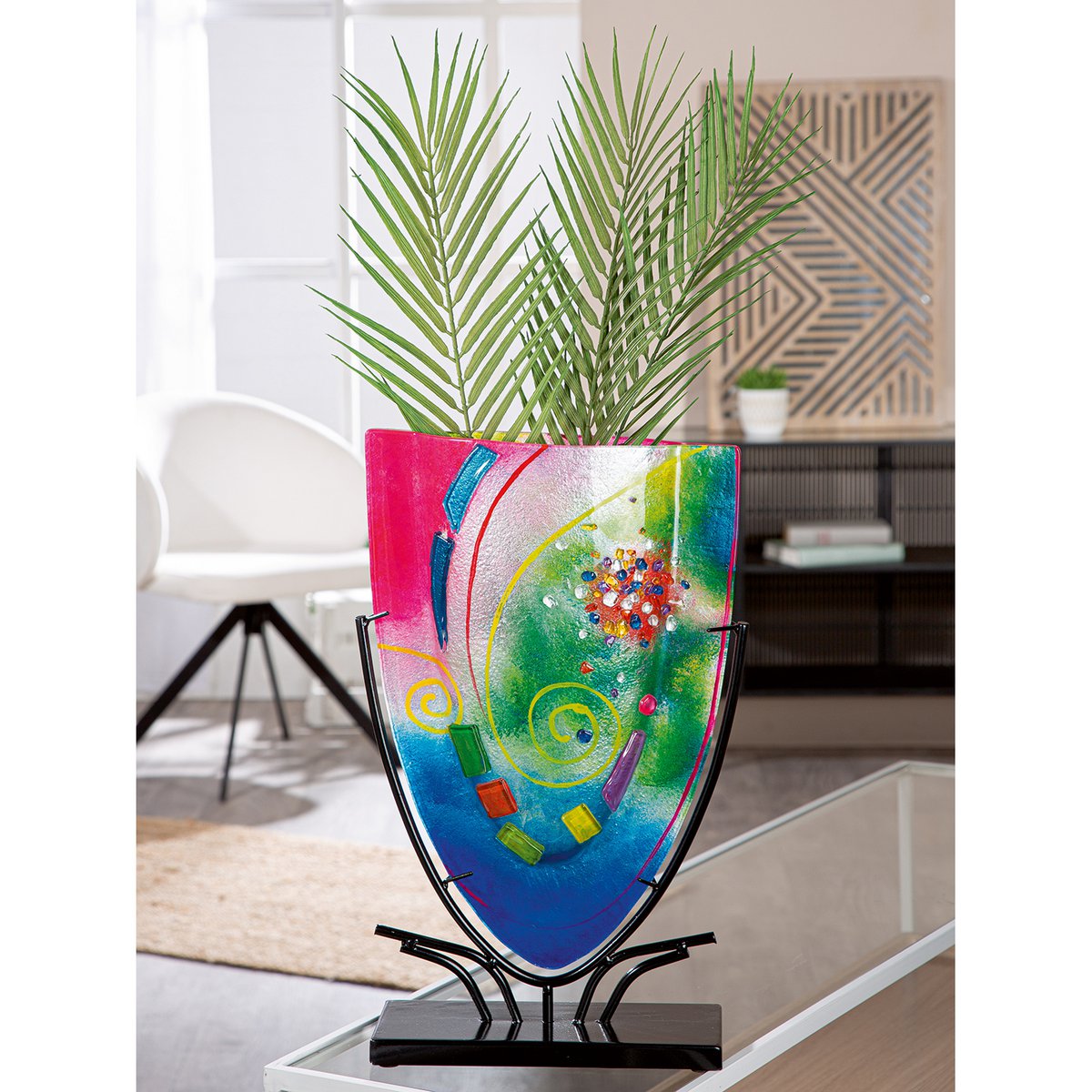 Vase oval Cool blau; pink H. 49 cm, VE 1
