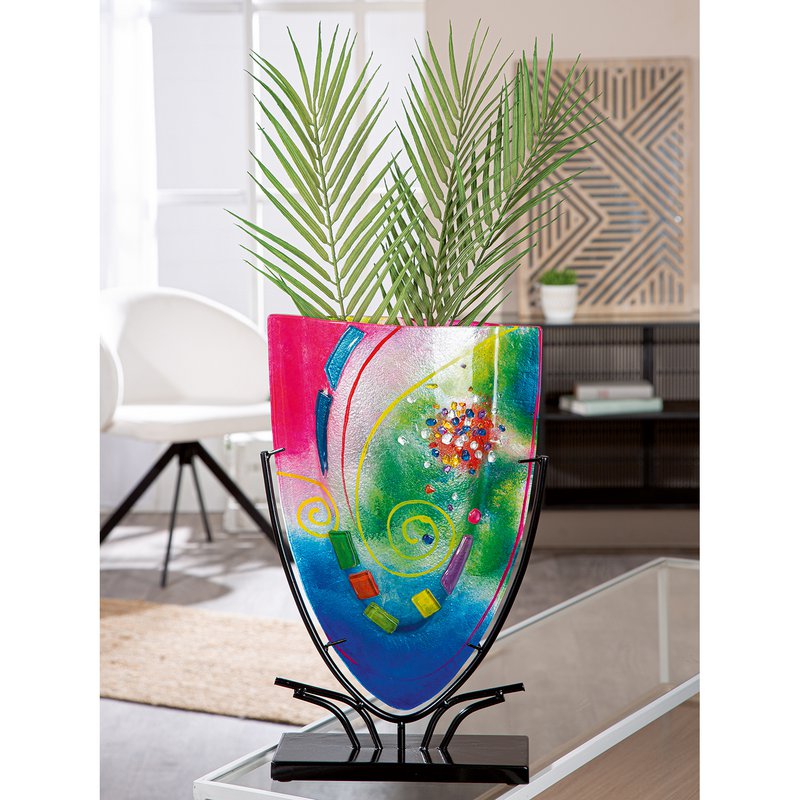 Vase oval Cool blau; pink H. 49 cm, VE 1