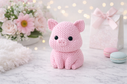 Eterna Wonder – Schweinefigur im Strickstil – Dekoobjekt – Rosa