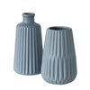 Vase ribbed porcelain H18cm Light blue