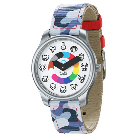 Twistiti - Educatief kinderhorloge voor kinderen van 3-6 jaar, met DIERENwijzerplaat, waterdicht 50 meter, gemakkelijk te verwisselen riem - pool