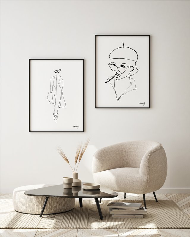 Parisienne - Frauenskulptur-Linienkunstdruck