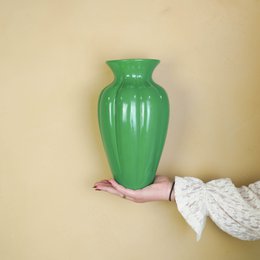 Flower Vase- Pleated Vase-Ceramic-Green- 16,5x16,5x29,5 cm