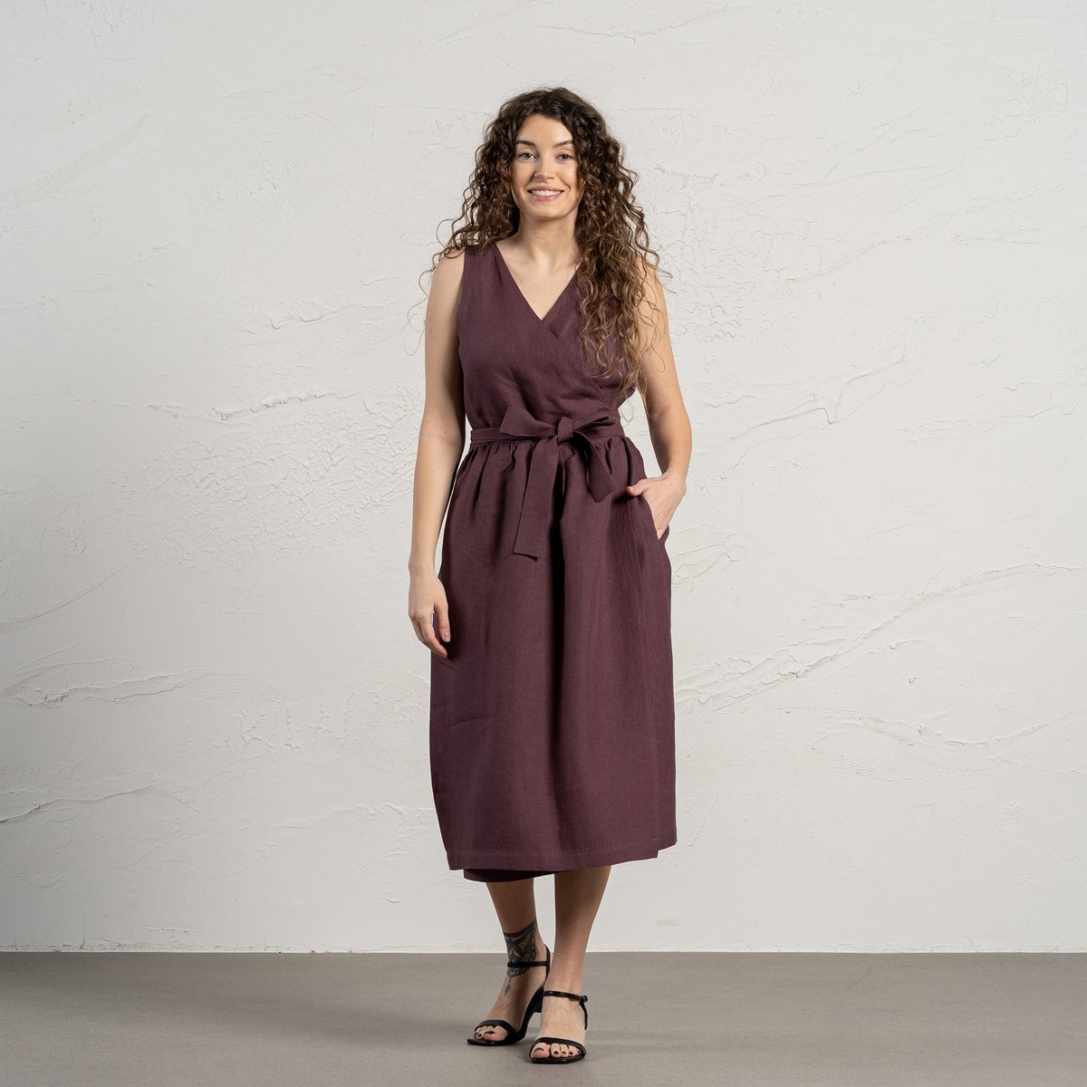 Vestido cruzado de lino Macie