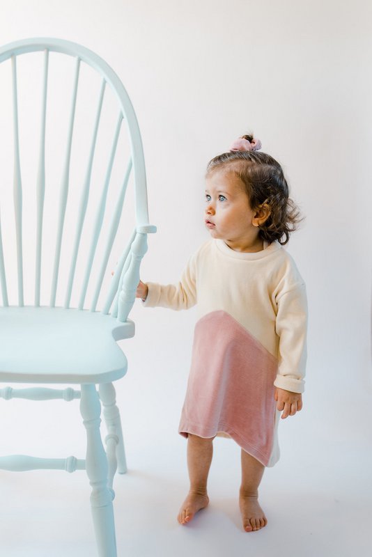 Vestido suéter de manga larga sostenible | Malva natural | 100% algodón orgánico certificado GOTS