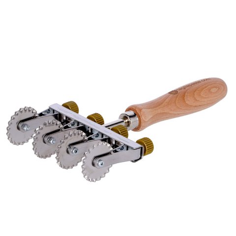 Adjustable pasta cutter with 4 stainless steel toothed wheels 