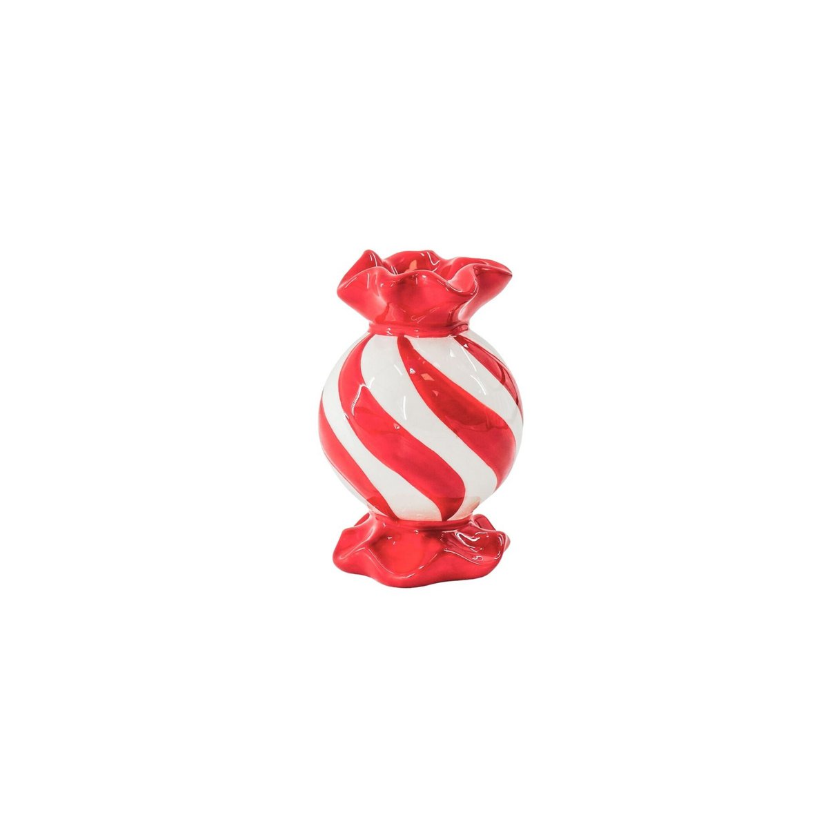 Kerzenhalter-Toffee Candy-Rot/ Weiß -8,5x8,5x13 cm