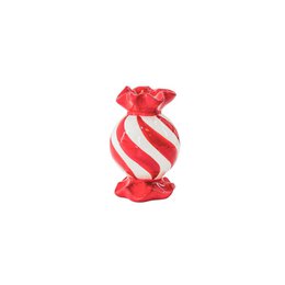 Kerzenhalter-Toffee Candy-Rot/ Weiß -8,5x8,5x13 cm